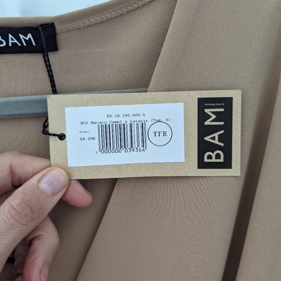 NWT Orange Beige Colorblock Jumpsuit - Picture 2 of 4